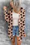 Leopard Printed Open Front Cardigan-Tops-MomFashion