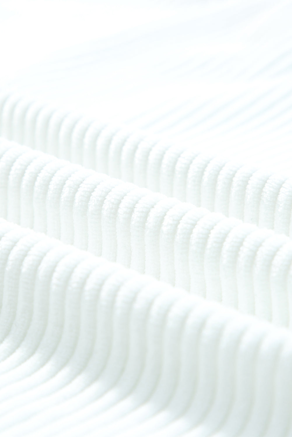 Snow White Ribbed High Neck Drop Shoulder Loose Top-Tops-MomFashion