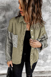 Contrast Leopard Denim Jacket-Outerwear-MomFashion