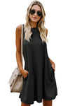 Black Crisscross Cut-out Back Knit Sleeveless Dress-Dresses-MomFashion