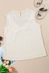 Apricot Guipure Lace Crochet Keyhole Back Tank Top-Tops-MomFashion