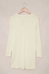 Beige Solid Color Open-Front Buttons Cardigan-Tops-MomFashion