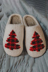 White Fuzzy Tree Pattern Christmas Fashion Home Slippers-Shoes & Bags-MomFashion