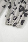 Gray Printed Leopard Balloon Sleeve Thermal Knit Plus Size Top-Plus Size-MomFashion