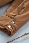 Brown Button Down Padded Jacket with Pockets-Outerwear-MomFashion