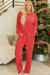 Fiery Red JOLLY Corded Long Sleeve Top and Pockets Pants Set-Two Piece Sets/Pant Sets-MomFashion