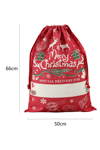 Red Merry Christmas Drawstring Gift Bag-Accessories-MomFashion