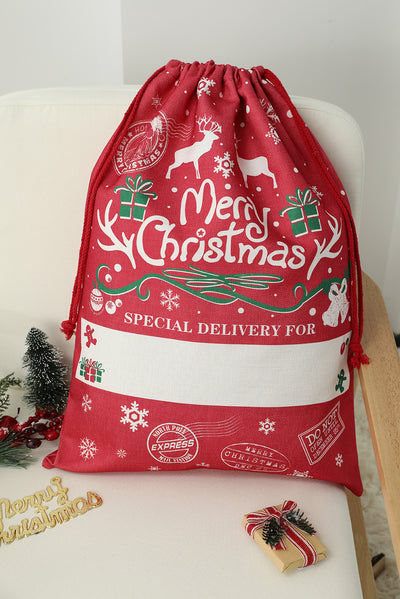 Red Merry Christmas Drawstring Gift Bag-Accessories-MomFashion