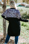 Black Leopard Detail Plus Size Cardigan-Plus Size-MomFashion