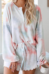 Orange Tie Dye Knit Lounge Set-Loungewear-MomFashion