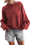 Red Dahlia Drop Shoulder Crew Neck Pullover Sweatshirt-Tops-MomFashion