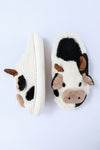 White Cartoon Animal Cow Plush Slippers-Shoes & Bags-MomFashion