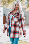 Red Turn down Neck Plaid Pocket Button Closure Coat-Outerwear-MomFashion