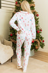 White Christmas Print Lapel Shirt and Pants Sleepwear-Loungewear & Sleepwear/Sleepwear-MomFashion