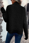 Black Popcorn Knit Open Front Cardigan-Tops-MomFashion