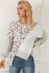 Asymmetrical Leopard Texture Splicing Loose Sweatshirt-Tops-MomFashion