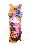 Multicolor Tie-dye Print Hollow Out Twist Bodycon Mini Dress-Dresses-MomFashion