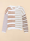 Stripe Blocked Drop Shoulder Slouchy Sweater-Tops-MomFashion