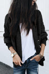 Black Plaid Contrast Trim Open Front Cardigan-Tops-MomFashion