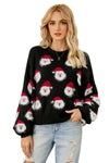 Black Christmas Santa Claus Pullover Sweater-Tops-MomFashion