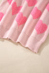 Light Pink Valentine’s Day Heart Jacquard Knit Sweater-Tops-MomFashion