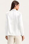 White Collared Neck Single Breasted Blazer with Pockets-Outerwear-MomFashion