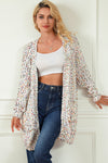 White Rainbow Popcorn Speckles Open Front Cardigan-Tops-MomFashion