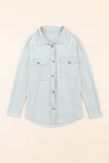 Gray Contrast Flap Pockets Relaxed Shacket-Outerwear-MomFashion