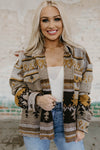 Brown Western Aztec Print Jacket-Outerwear-MomFashion