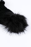 Black Faux Pearl & Pompom Decor Cuff Beanie-Accessories-MomFashion