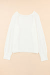 White Long Sleeve Cutout Shoulder Relaxed Sweater-Tops-MomFashion