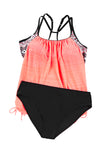 Pink Printed Lined Tankini Swimsuit-Swimwear-MomFashion