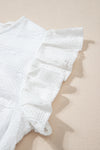 White Ruffled Lace Flowy Tank Top-Tops-MomFashion