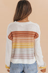 Multicolor Stripe Long Sleeve Round Neck Sweater-Tops-MomFashion