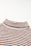 Brown Striped Turtleneck Loose Sweater-Tops-MomFashion