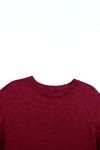 Red Solid Crew Neck Long Sleeve Top-Tops-MomFashion