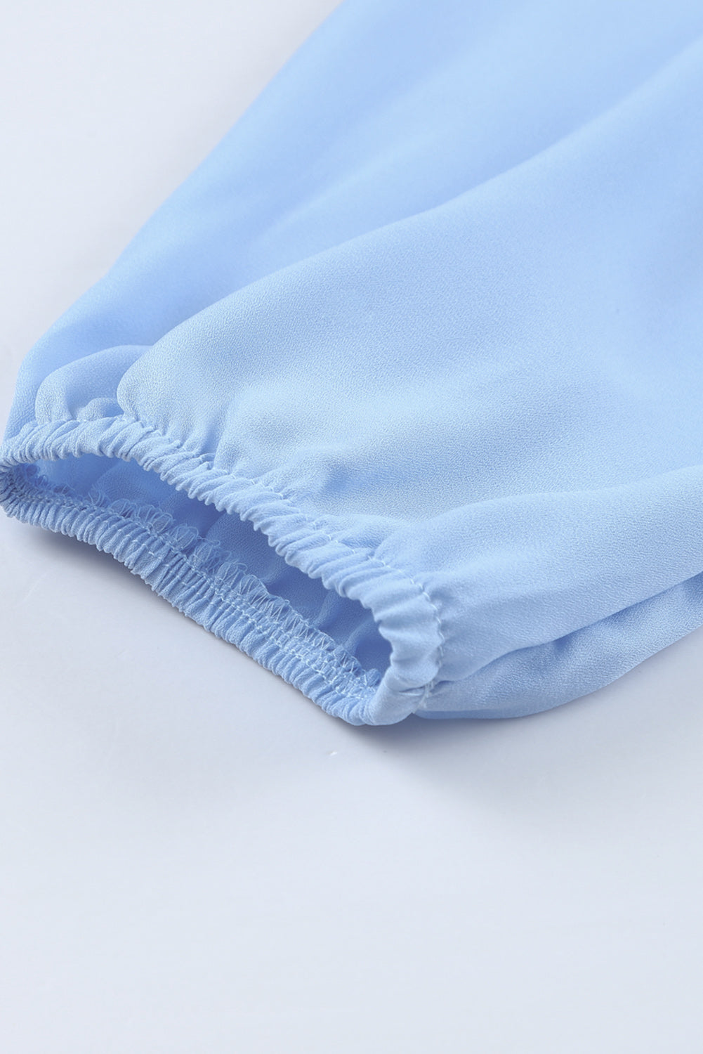 Light Blue V Neck Long Sleeve Ruffle Tiered Mini Dress-Dresses-MomFashion