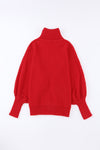 Red Merry Letter Embroidered High Neck Sweater-Tops-MomFashion