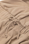 Light French Beige Cap Sleeve Open Back Drawstring Jogger Jumpsuit-Bottoms-MomFashion