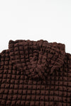 Dark Brown Bubble Textured Waffle Hoodie-Tops-MomFashion