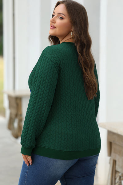 Blackish Green Merry And Bright Cable Knit Pullover Sweatshirt-Tops-MomFashion