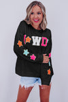 Black Glitter Howdy Patch Graphic Casual Sweatshirt-Tops-MomFashion