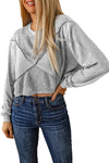 Gray Expose Seam Knitted Patchwork Cropped Top-Tops-MomFashion