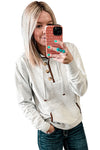 Beige Drawstring Kangaroo Pocket Henley Hoodie-Tops-MomFashion