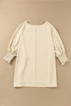 Apricot Smocked Wrist Shift Top-Tops-MomFashion