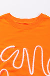 Carrot Contrast Game Day Graphic Casual Top-Tops-MomFashion