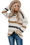 Striped Popcorn Knit Sweater-Tops-MomFashion