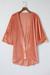 Pink Retro Velvet Wide Sleeves Cardigan-Outerwear-MomFashion