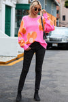 Flower Pattern Slouchy Sweater-Tops-MomFashion