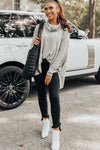 Gray Cowl Neck Shift Tunic Top-Tops-MomFashion